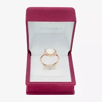 Sparkle Allure Womens White Cultured Freshwater Pearl Mother Of 18K Rose Gold Over Brass Heart Halo Cocktail Ring