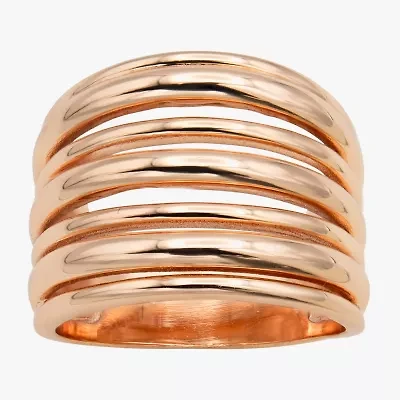 Sparkle Allure Faux Stacked Womens 8.5MM 18K Rose Gold Over Brass Band