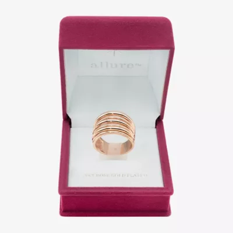 Sparkle Allure Faux Stacked Womens 8.5MM 18K Rose Gold Over Brass Band