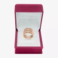 Sparkle Allure Faux Stacked Womens 8.5MM 18K Rose Gold Over Brass Band