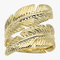 Sparkle Allure Leaf Bypass Wrap Womens 5.5MM 14K Gold Over Brass  Band