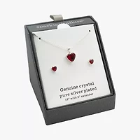 Sparkle Allure Womens Red Crystal Pure Silver Over Brass Heart 2-pc. Jewelry Set