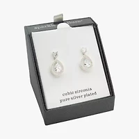 Sparkle Allure Womens Cubic Zirconia Pure Silver Over Brass Drop Earrings