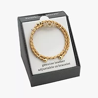 Sparkle Allure Yellow Leather Mom Coil Womens Cubic Zirconia 14K Gold Over Brass Wrap Bracelet