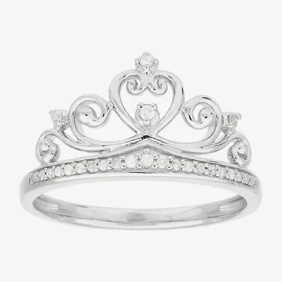 Limited Quantities! Womens 1/10 CT. T.W. Natural White Diamond Sterling Silver Crown Cocktail Ring