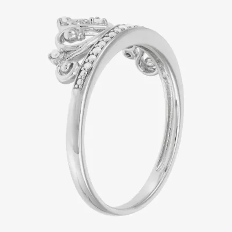 Limited Quantities! Womens 1/10 CT. T.W. Natural White Diamond Sterling Silver Crown Cocktail Ring