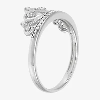 Limited Quantities! Womens 1/10 CT. T.W. Natural White Diamond Sterling Silver Crown Cocktail Ring