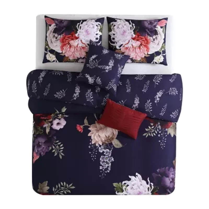 Bebejan Deep Purple Garden 5-pc. Midweight Reversible Comforter Set