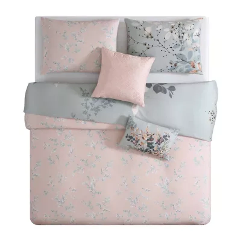 Bebejan Peach Leaves 5-pc. Midweight Reversible Comforter Set