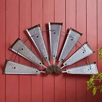 Glitzhome Farmhouse Half Wind Spinner Metal Wall Art