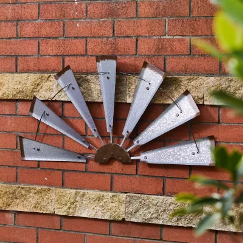 Glitzhome Farmhouse Half Wind Spinner Metal Wall Art