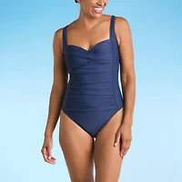 Liz Claiborne Womens Easy-on + Easy-off One Piece Swimsuit