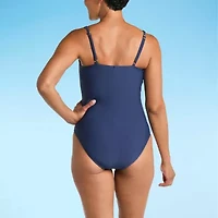 Liz Claiborne Womens Easy-on + Easy-off One Piece Swimsuit