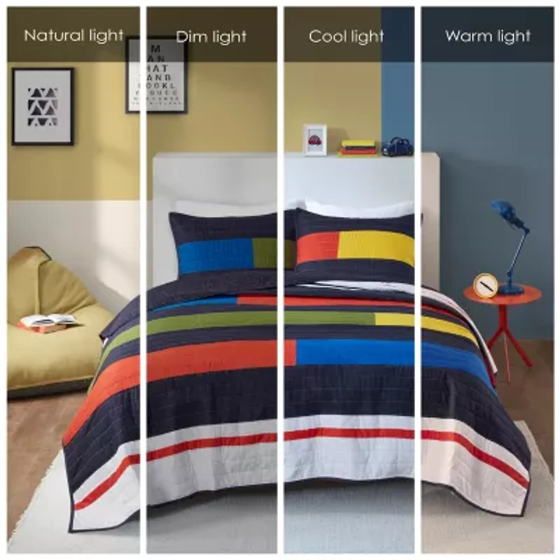 Intelligent Design Emmett Stripe Quilt Set