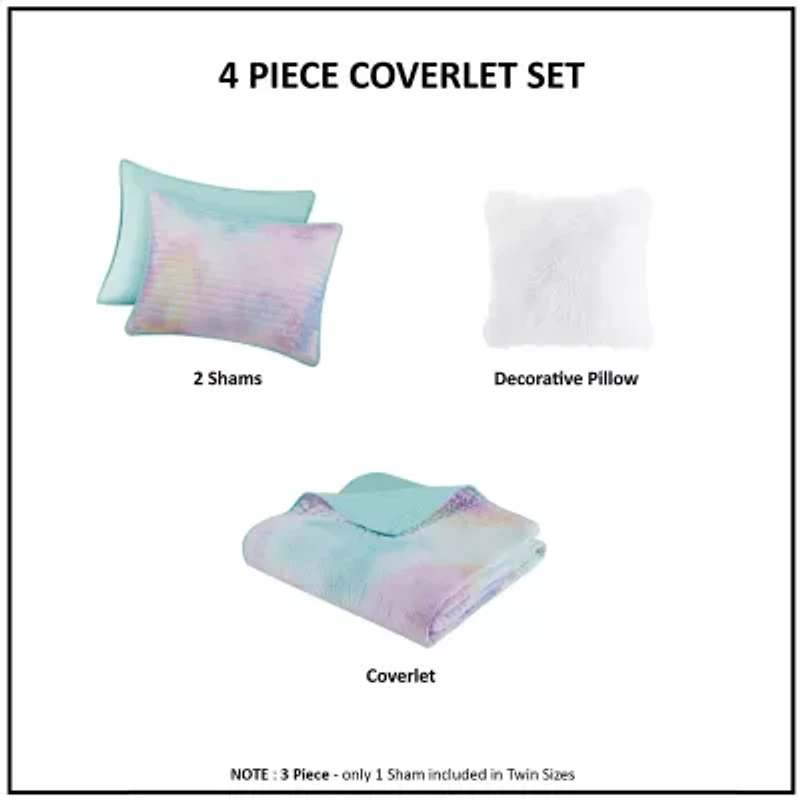 Intelligent Design Karissa Tie Dye Hypoallergenic Quilt Set with decorative pillow