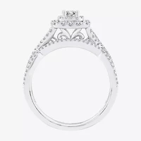 Modern Bride® Signature 3/4 CT.T.W. Certified Natural White & Color-Enhanced Blue Diamond Ring Set