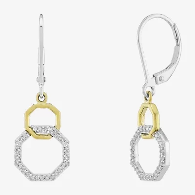 Limited Quantities! Womens 1/5 CT. Natural White Diamond 10K Gold Sterling Silver Circle Drop Earrings