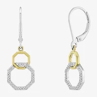 Limited Quantities! Womens 1/5 CT. Natural White Diamond 10K Gold Sterling Silver Circle Drop Earrings