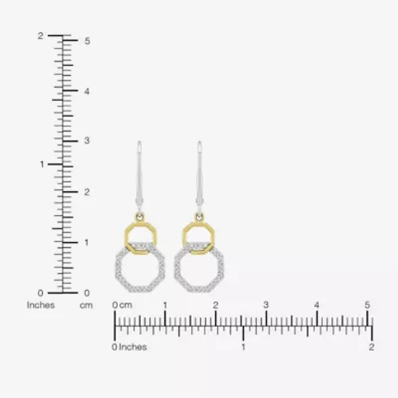 Limited Quantities! Womens 1/5 CT. Natural White Diamond 10K Gold Sterling Silver Circle Drop Earrings