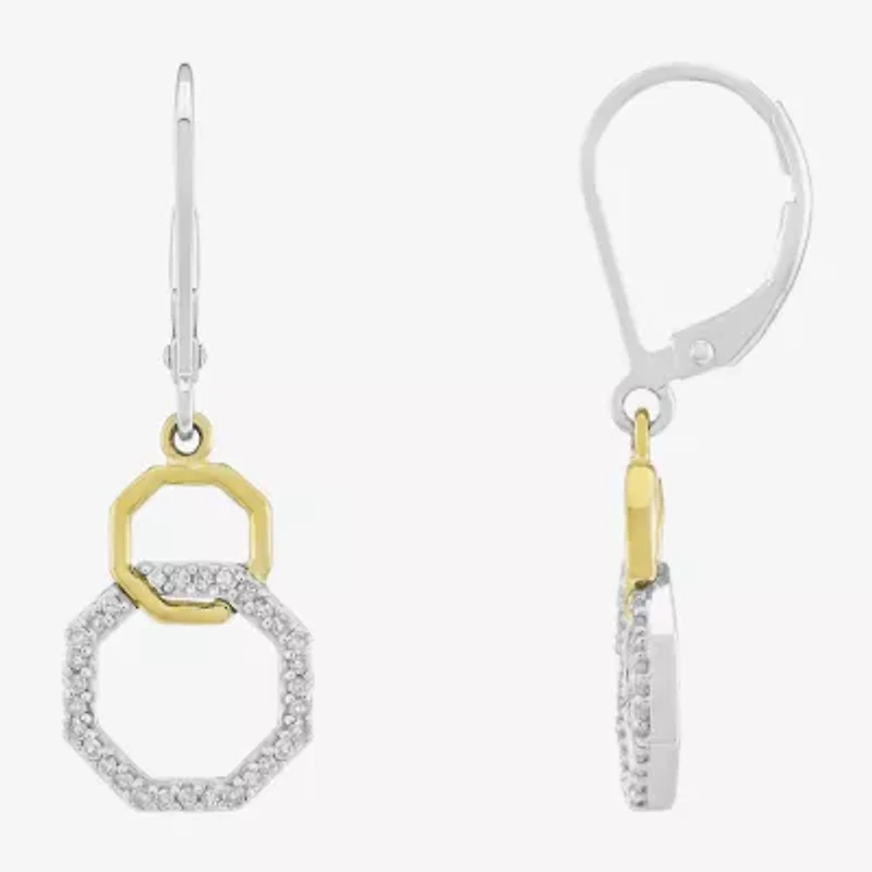 Limited Quantities! Womens 1/5 CT. Natural White Diamond 10K Gold Sterling Silver Circle Drop Earrings