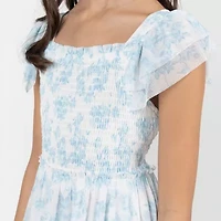 Rare Editions Big Kid Girls Short Sleeve Flutter Floral Maxi Dress