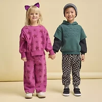 Grayson Little Toddler Boys Drawstring Waist Cuffed Mid Rise Regular Fit Fleece Jogger Pant