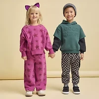 Grayson Little Toddler Girls Crew Neck Fleece Long Sleeve Sweatshirt