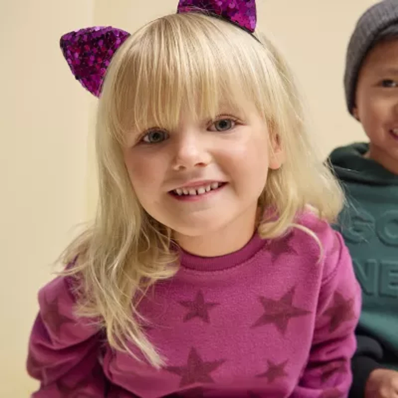 Grayson Little Toddler Girls Crew Neck Fleece Long Sleeve Sweatshirt