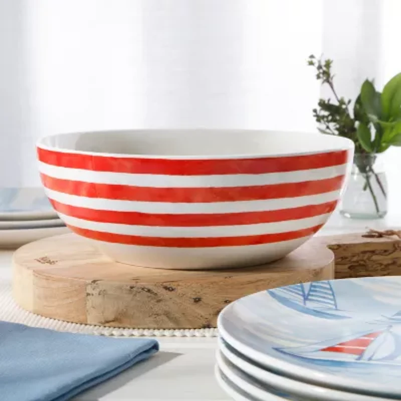 Martha Stewart Salt and Shore Americana 10 inch Ceramic Serve Bowl