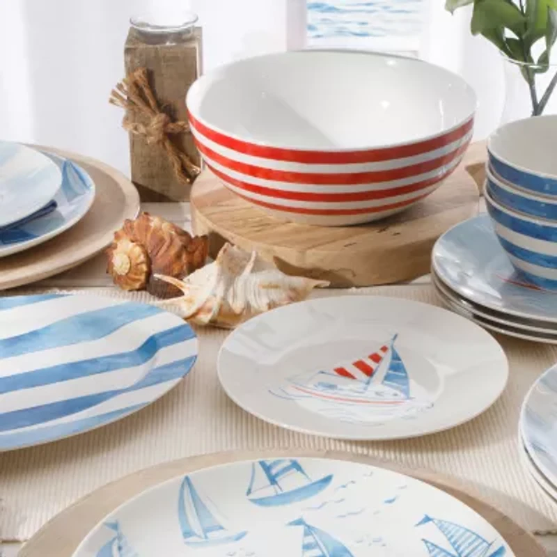 Martha Stewart Salt and Shore Americana 10 inch Ceramic Serve Bowl