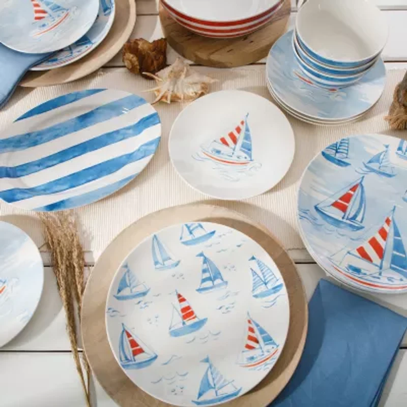 Martha Stewart Salt and Shore Americana 16 inch Ceramic Oval Platter