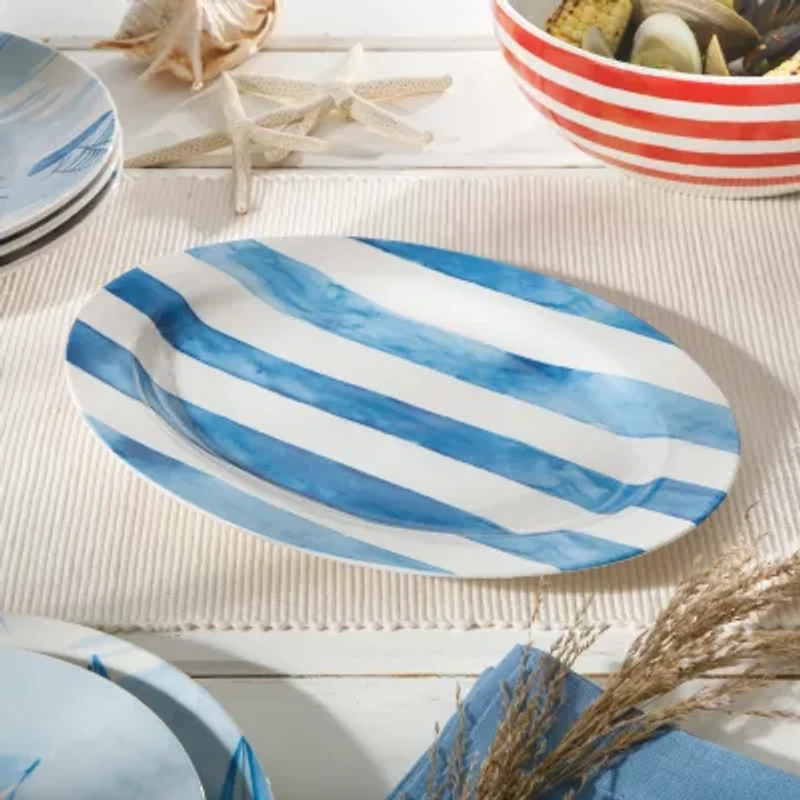 Martha Stewart Salt and Shore Americana 16 inch Ceramic Oval Platter