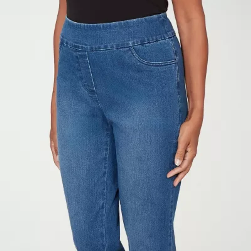 Alfred Dunner Hilton Head Womens Stretch Fabric Straight Leg Jean