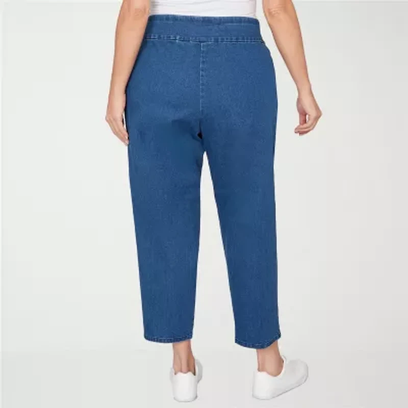 Alfred Dunner Hilton Head Womens Mid Rise Stretch Fabric Straight Leg Jean