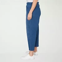 Alfred Dunner Hilton Head Womens Mid Rise Stretch Fabric Straight Leg Jean