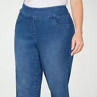 Alfred Dunner Hilton Head Womens Mid Rise Stretch Fabric Straight Leg Jean