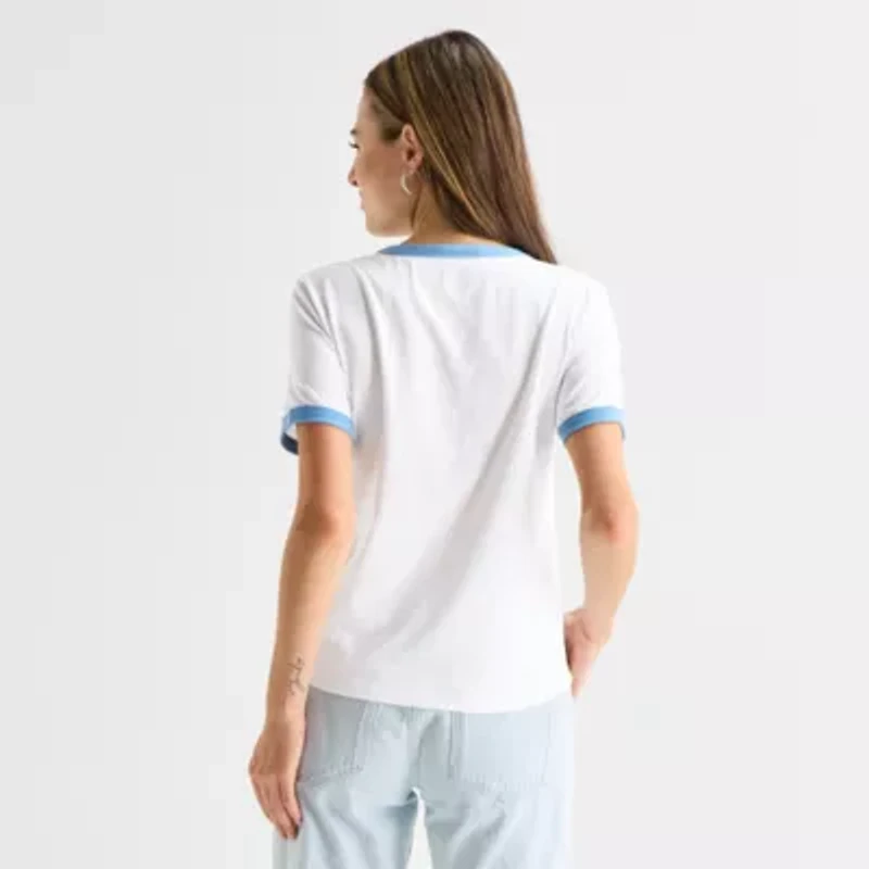 Stitch Angel Tee Womens Juniors Crew Neck Short Sleeve Graphic T-Shirt