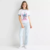Stitch Angel Tee Womens Juniors Crew Neck Short Sleeve Graphic T-Shirt