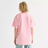 New World The Life Of A Festive Girl Oversized Womens Juniors Crew Neck Short Sleeve Loose Fit Graphic T-Shirt