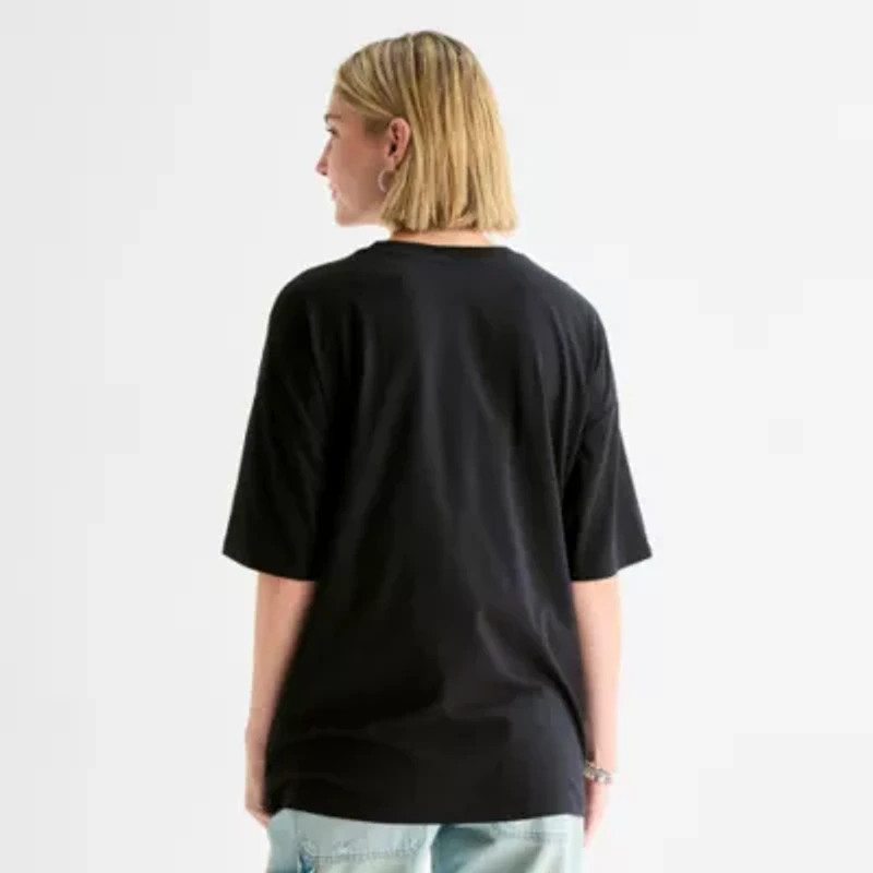 Womens Juniors Crew Neck Short Sleeve Oversized Betty Boop Graphic T-Shirt