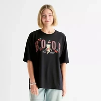 Womens Juniors Crew Neck Short Sleeve Oversized Betty Boop Graphic T-Shirt