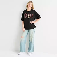 Womens Juniors Crew Neck Short Sleeve Oversized Betty Boop Graphic T-Shirt