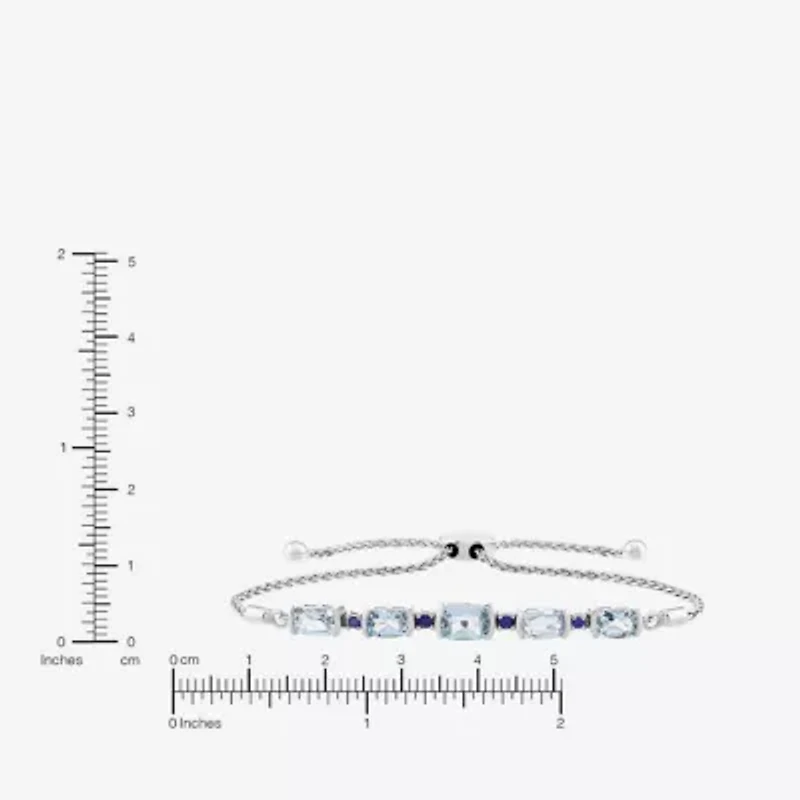 Limited Quantities! Womens Genuine Blue Topaz Sterling Silver Bolo Bracelet