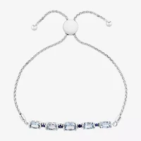 Limited Quantities! Womens Genuine Blue Topaz Sterling Silver Bolo Bracelet