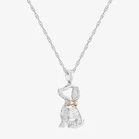 Limited Quantities! Dog Womens Lab Created White Sapphire 10K Rose Gold Sterling Silver 20 Inch Pendant Necklace