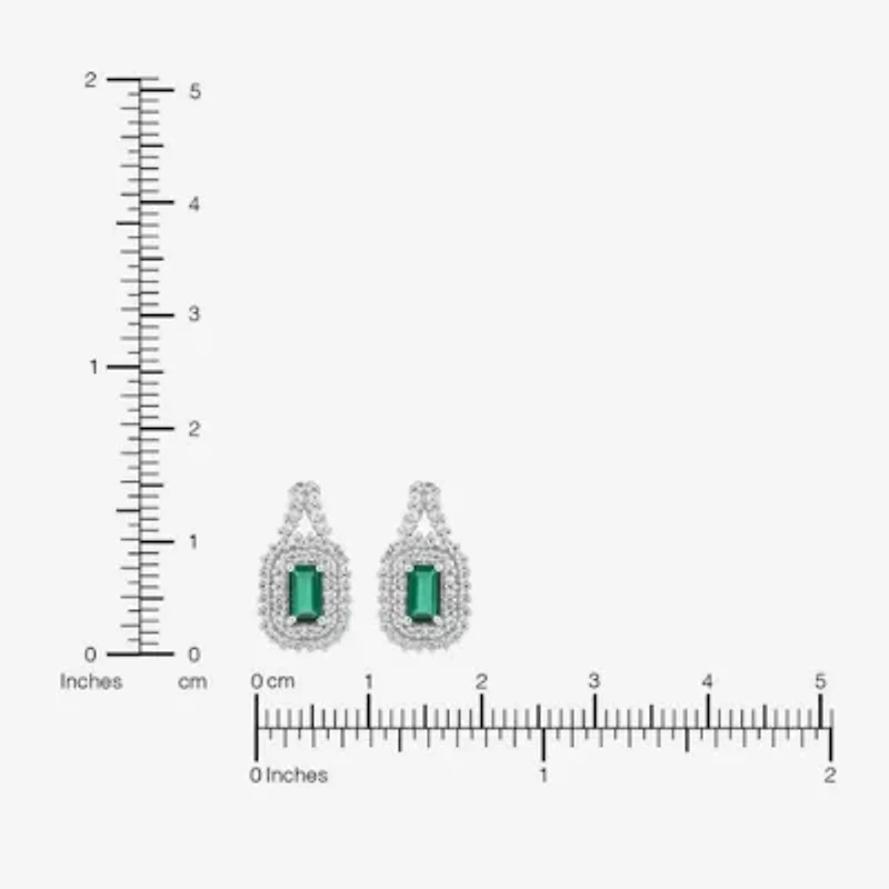 Limited Quantities! Lab Created Green Emerald Sterling Silver 15.5mm Stud Earrings