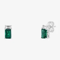 Limited Quantities! Lab Created Green Emerald Sterling Silver 8.6mm Stud Earrings