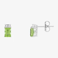 Limited Quantities! Genuine Green Peridot Sterling Silver 8.6mm Stud Earrings