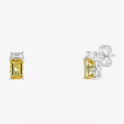 Limited Quantities! Genuine Yellow Citrine Sterling Silver 8.6mm Stud Earrings