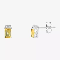 Limited Quantities! Genuine Yellow Citrine Sterling Silver 8.6mm Stud Earrings